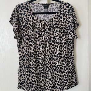 Liz Claiborne Black and Cream Leopard Print Blouse